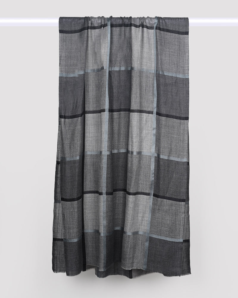 Grey Pashmina Wool Silk Box Stole – Lightweight Luxury Winter Wrap
