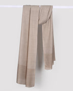 Light Brown Pashmina Wool Silk Check Stole – Lightweight Luxury Winter Wrap
