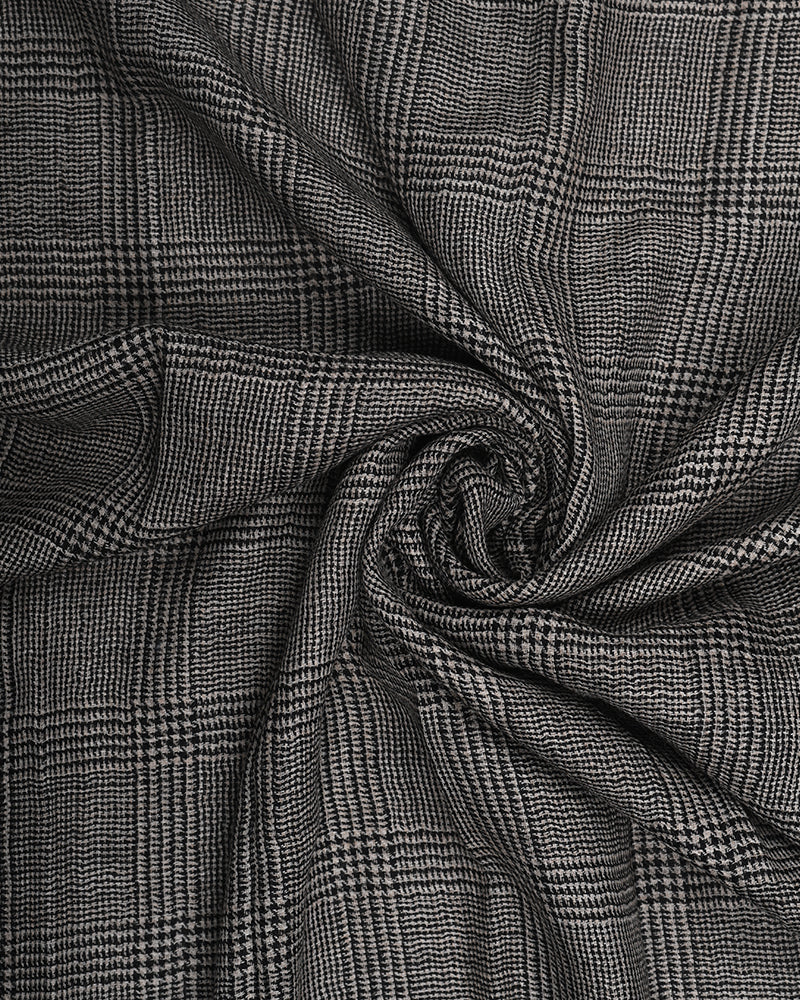 Black Pashmina Wool Natural Check Stole