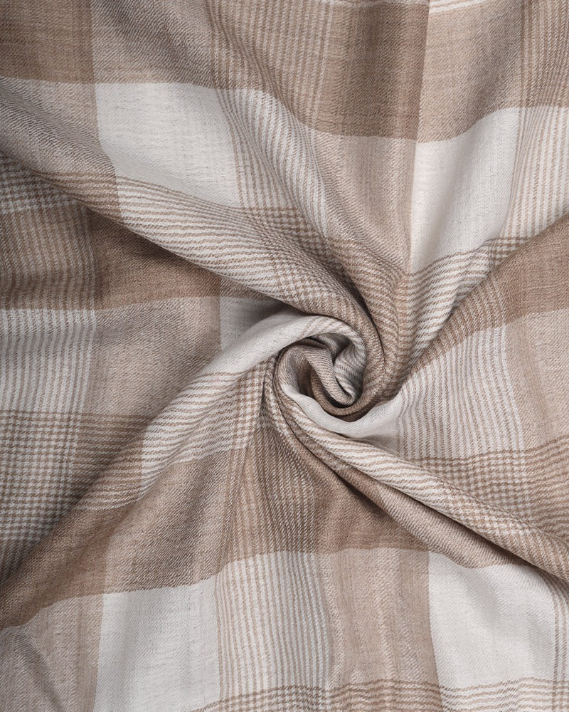 Cream Pashmina Wool Natural Check Stole