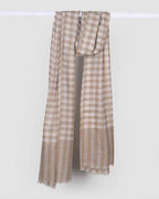 Cream Pashmina Wool Natural Check Stole – Lightweight Luxury Winter Wrap