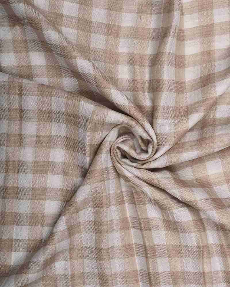 Cream Pashmina Wool Natural Check Stole – Lightweight Luxury Winter Wrap