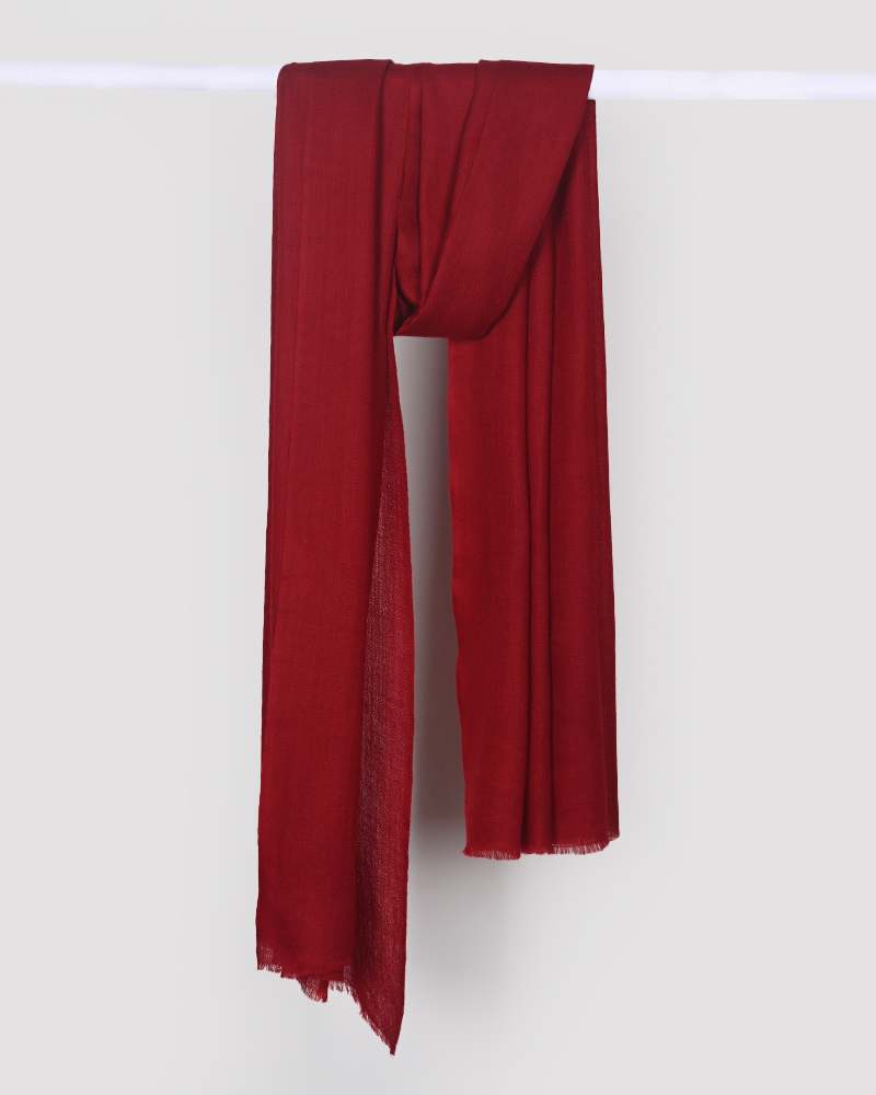 Maroon Pashmina Wool Diamond Weave Stole – Elegant Lightweight Luxury Wrap
