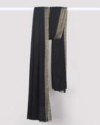 Black Pashmina Wool Zari Kandi Border Stole – Elegant Festive & Winter Wrap