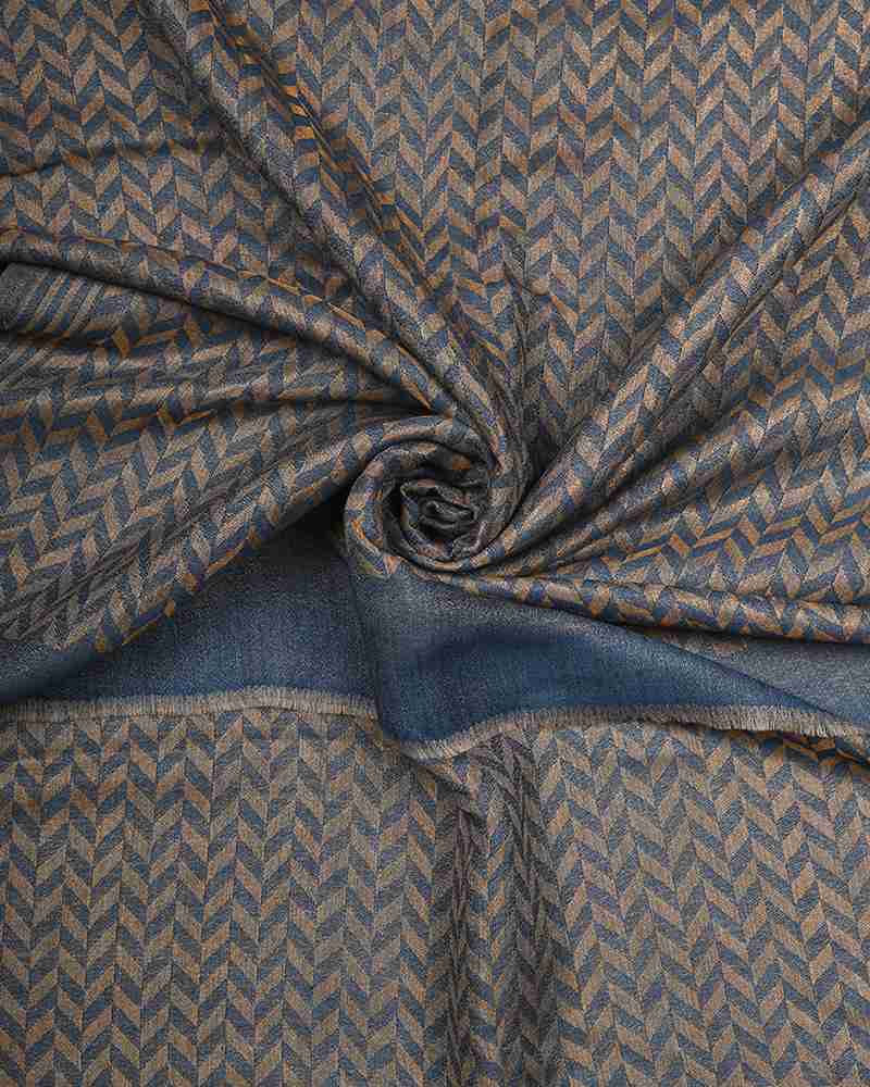 Blue Pashmina Wool Zari Chevron Pattern Stole – Luxury Winter & Festive stole Wrap