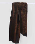 Brown Pashmina Wool Self Zari Stole