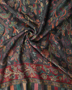 Grey Pashmina Wool Kani Stole – Lightweight Luxury Winter Wrap & Elegant