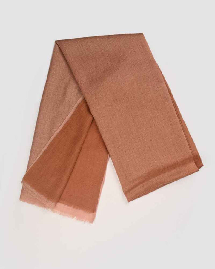 Pashmina Wool Diamond Weave Ombre Muffler in Light Brown – Soft Lightweight Luxury